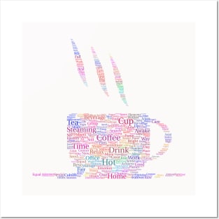 Tea Hot Cup Silhouette Shape Text Word Cloud Posters and Art